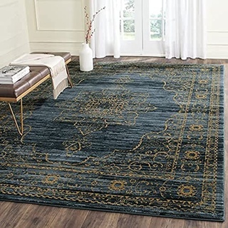 SAFAVIEH Traditionell Teppich für Wohnzimmer, Esszimmer, Schlafzimmer - Serenity Collection, Kurzer Flor, Türkis und Gold, 244 X 305 cm