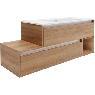 Fackelmann Waschbeckenunterschrank rechts Vita 128,5 cm x 50 cm x 46 cm Oak/Weiß