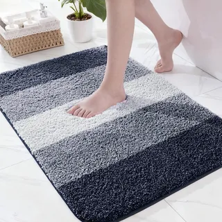 Exclusivo Mezcla Badematte Badteppich Weiche rutschfeste und Saugstarke Mikrofaser Fußmatte, Waschmaschinenfest und Schnelltrocknend für Badezimmer, Dusche und Wohnraum, 50x80 cm, Navy Blue