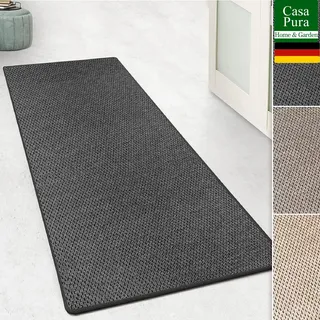 casa pura Teppich Läufer für Küche, Flur & Wohnraum - Teppichläufer auf Maß in Sisal Optik - Meterware - Flurteppich - Küchenläufer - Wohnzimmer Teppich (Kalkuta, Anthrazit, 100x300cm (BxL))