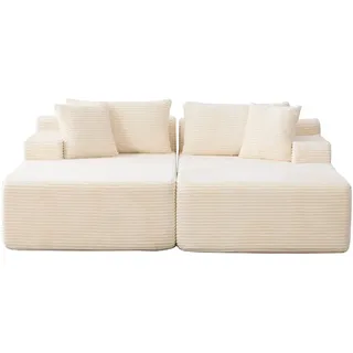 Oxeza Sofaelement 200/174/74.5 cm Beige mit 30D hochelastischem Schaumstoff und rutschfestem Boden , Textil , Mode , Rechteckig , 174x74.5x200 cm , Wohnzimmer, Sofas & Couches, Sofas, Modulsofas