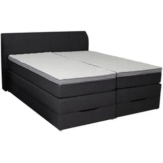 Carryhome Boxspringbett , Anthrazit , Textil , H2 + H3 , 7-Zonen , Höhe ca. 20 cm , 200x200 cm , Topper geteilt , Schlafzimmer, Betten, Boxspringbetten