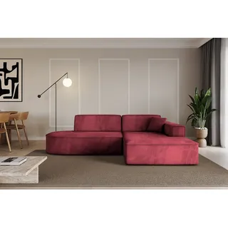 altdecor Eckcouch Samt 2-Sitzer Bordeauxrot