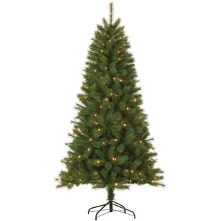 Giftsome Künstlicher Weihnachtsbaum mit Beleuchtung - Tannenbaum Künstlich 215 CM - Klappbare Äste - LED Baum - Christbaum mit Warmweißes LED Licht - Christmas Tree - Grün