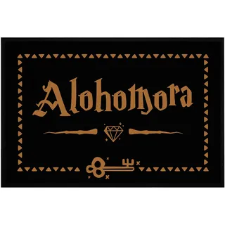 OM3® lustige Fußmatte mit Spruch - Alohomora - Fantasy-Fans Zauberspruch - rutschfest & waschbar - 60x40cm -