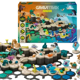 Ravensburger GraviTrax Junior Starter-Set XXL - Erweiterbare Kugelbahn für Kinder, Murmelbahn überwiegend aus nachwachsenden Rohstoffen mit, Lernspielzeug und Konstruktionsspielzeug ab 3 Jahren