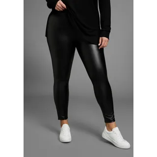 Lederimitathose LAURA SCOTT CURVE, Damen, Gr. 54, N-Gr, schwarz, Jersey, Obermaterial: 95% Polyester, 5% Elasthan, unifarben, Basic, skinny fit lang, Hosen Lederimitathose, aus elastischer Ware - GROSSE GRÖSSEN