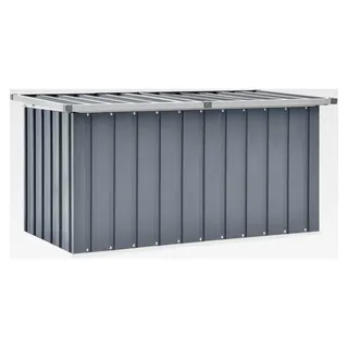 Wasserdichte Gartenbox XXL aus Metall, Auflagenbox, Kissenbox, Werkzeugkasten, Gerätebox, Gartentruhe - Grau - 129 x 67 x 65 cm - Grau