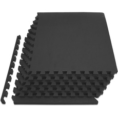 ProsourceFit Unisex-Erwachsene Extra dick Exercise Puzzle Mat, Schwarz, 3/4 inch-24 Sq Ft-6 Tiles
