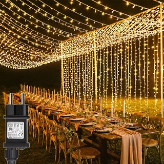 Ollny Lichtervorhang innen 3x3m 300 LED außen warmweiß wasserdicht, USB Lichterketten Vorhang für Weihnachten Fenster Wand Zimmer Party Deko Gardine Balkon