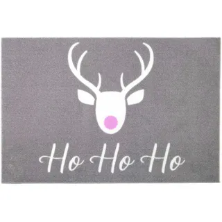 Primaflor Primaflor-Ideen in Textil Fußmatte »VELVET - HOHOHO, Made in Belgium« rechteckig 5 mm Höhe Schmutzfangmatte, Weihnachten, mit Spruch, waschbar, rutschhemmend,