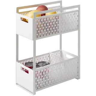 Yamazaki Aufbewahrungskorb TOWER 2-stufig 16 x 32,5 x 46 cm weiß