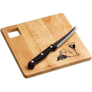 Premier Housewares 9096871 Kautschuk Holz Käse vom Brett mit messer, Gummibaumholz (Hevea), Edelstahl, natürlich