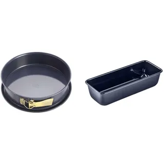Dr. Oetker Springform Ø 24 cm & Kastenform 30 cm Back-Liebe Emaille – Schnitt- & Kratzfeste Backform mit Emaille & Antihaft-Beschichtung – 30er Kasten Brotbackform in Dunkelblau