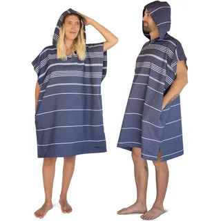 LeStoff Badeponcho - 100% Bio-Baumwolle - Leicht, Saugstark, Schnelltrocknend, Strandponcho Kapuze, Handtuchponcho, Surfponcho, Umkleideumhang, Handtuchkleid, Duschponcho, Umziehponcho, (Navy, L/XL)