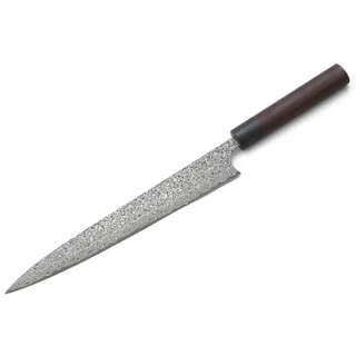 Damast Profi-Messer YANAGIBA Kurosome Yoshimi Kato. Klingen-Länge 27cm. VG-10 Schneidkern, 30 Lagen Damast, hand-geschmiedet. Runder Echt-Holz-Griff aus hochwertigem Rosenholz-Palisander