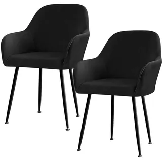 Betylifoy Stretch Stuhlbezug Stuhlhusse 2er Set, Elastischer Stuhlbezug Stuhlhussen mit Armlehne Abnehmbare Stuhlbezug Schwarz Schonbezug für Esszimmer Wohnzimmer Partys Deko (Schwarz)