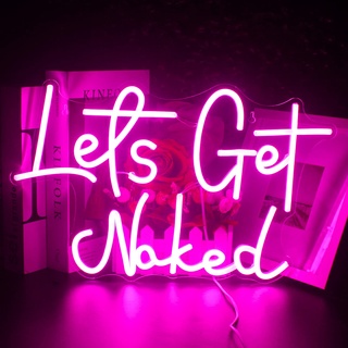 Looklight Let's Get Naked Neonschild Rosa LED Neon Licht Sexy Buchstabe Neonlicht Zeichen USB Led Zeichen für Schlafzimmer Badezimmer Haus Bar Geburtstag Hochzeit Party Geschenk