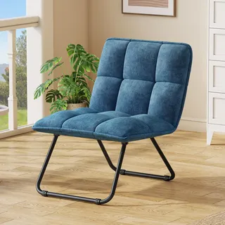 YITAHOME Klappstuhl Sessel Wohnzlmmer, Loungesessel, Ohrensessel, Lesesessel mit Aufbewahrungstasche, Einzelsofa fur Schlafzimmer Arbeitszimmer, Klappbar, mit Griff&Metalrahmen, Bis 150 kg, Blau