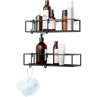 Umbra Cubiko Duschablage, Duschregale ohne Bohren mit Haken, Schwarz, 2er-Set, 2