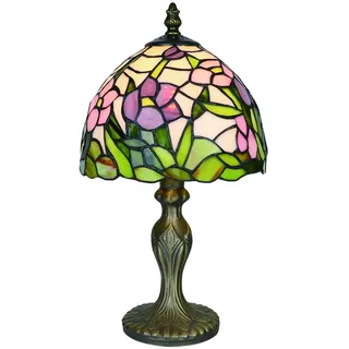 Tokira Tiffany Leitmotiv Tischlampe Vintage, E14 DIY Glasmalerei Deko Landhausstil Blumen Nachtlicht, Jugenstil Tischlampe for Schlafzimmer/Wohnzimmer/Kinderzimmer [Ohne Glühbirnen]