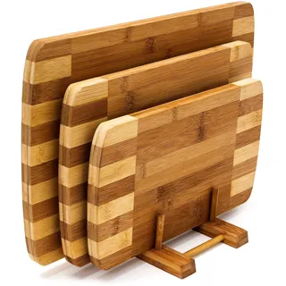 Relaxdays Schneidebrett Set Holz 3 St. 3 Größen 10018877 Braun