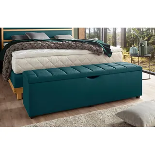 Hockerbank HOME AFFAIRE "Checked", blau (petrol), B:160cm H:42cm T:40cm, Struktur fein (100% Polyester) für Bett Classico, Piazza, Premium und Vega;Struktur (100% Polyester) für Bett Crato und Lucina;Struktur (60% Baumwolle, 40% Leinen) für Bett Kiss;Kunstleder für Bett Natura;Struktur (100% Polyester) für Bett Nordica, Hocker, Hockerbank, mit Stauraum, Breite 120 cm und 160 cm, als Bettbank geeignet