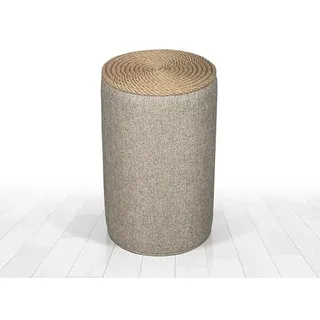 Atelier Del Sofa Bohème-Pouf, Beige, 52 cm hoch x 31 cm tief | 50% Baumwolle & 50% Leinen, PVC-beschichtete, verdeckte Beine, stilvoll und funktional für skandinavisches Design