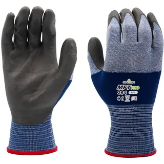 SHOWA MFT PRO 264, Mechanical and Industrial Protective Gloves, Polyurethane Palm Coating, Ultra-lightweight, Breathable, Blue, 12 Pairs, Size Small