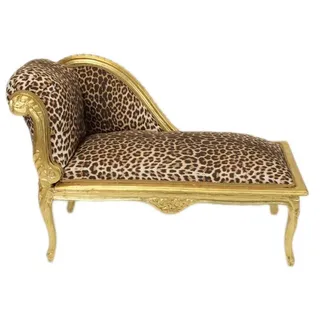 Casa Padrino Barock Kinder Chaiselongue Leopard / Gold -  Recamiere im Antik Stil, 109 x 49 x 72 cm - Gold