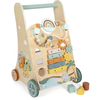 small foot Lauflernwagen „Safari“ aus Holz, 3 Seiten, Räder mit Gummiringen, Lauflernhilfe für Kinder ab 1 Jahr, 12640