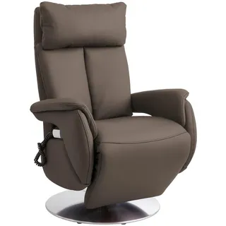 Cantus Relaxsessel , Graubraun , Metall , Echtleder , Nappaleder, Longlife-Leder , 78x110x81 cm , Goldenes M , Relaxfunktion, Herz-Waage-Funktion , Wohnzimmer, Sessel, Ledersessel