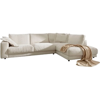 PLACES OF STYLE Ecksofa »Enisa XXL B/T/H: 325/224/85 cm L-Form«, Kuschelig, gemütlich, in 5 Farben, Bezug in Cord, mit 2 Zierkissen, weiß