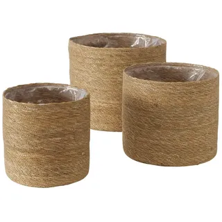 Boltze Home Blumentopf Seegras Sophy 3er-Set , Braun , Naturmaterialen , 27 cm , Dekoration, Blumen & Blumentöpfe, Übertöpfe