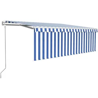 vidaXL Markise Automatisch Einziehbar mit Volant 4x3 m Blau und Weiß - Blau