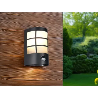 LED Außenwandleuchte Edelstahl Schwarz mit Bewegungsmelder - Fassadenbeleuchtung