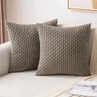 MIULEE Kordsamt Kissenbezug Kissenbezüge Dekorative Kissenhülle Moderne Sofakissen Dekokissen Couchkissen Zierkissen Weicher für Sofa Wohnzimmer Schlafzimmer 2er Set 45x45 cm Braun