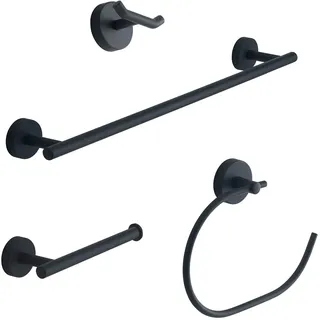 Gedy Osaka 4-teiliges Set aus Edelstahl, Farbe schwarz, Tücher 45 cm, Rolle, 1 Kleiderhaken, 1 Handtuchhalter, 10 Jahre Garantie, R&S Design, einzigartig