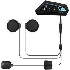 ASHATA Motorrad-Bluetooth-Headset, Helm-Bluetooth-Headset, Freisprecheinrichtung, Rauschunterdrückung, Multifunktionales, Wasserdichtes Bluetooth 5.0, Sprachsteuerungsfunktion, Schwarz