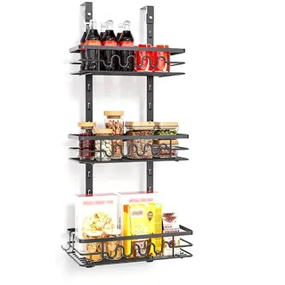Glorlliant Gewürzregal für die Tür, 3 Etagen Metall zum Aufhängen Organizer Regale Tür Speisekammer Organizer für Küche, Bad, Schlafzimmer
