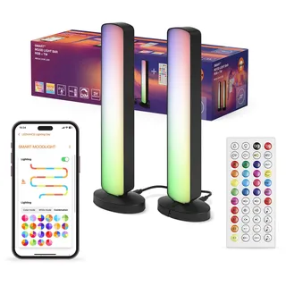 OSRAM SMART+ WIFI LED Stehleuchte, klein, schwarz, 2x 2,5W, 2x 480lm, regulierbares Weiß- & Farblicht, dimmbar, DIY- & Musikrhythmusfunktion, lange Lebensdauer, App-steuerbar, 2700-6500K