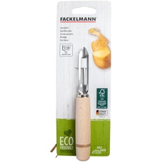 Fackelmann Gemüseschäler 15 cm – Klinge mit Zahnschliff aus Edelstahl – FAIR – manueller Schäler aus Holz für die Küche, FSC-zertifiziert (31371)
