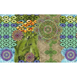 Vilber Bohemian Mandala Teppich, Vinyl, Mehrfarbig, 75 x 120 x 0.2 cm