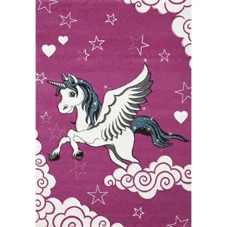 Kinderteppich , Beere , Textil , Einhorn , rechteckig , 80x150 cm , ISO 9001, Bsci, Oeko-Tex® Standard 100 , für Fußbodenheizung geeignet, in verschiedenen Größen erhältlich, pflegeleicht, leicht zusammenrollbar , Teppiche und Böden, Teppiche, Kinderteppiche