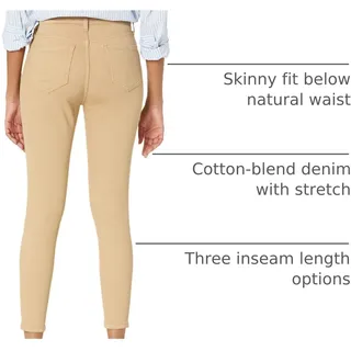 Amazon Essentials Damen Elastische Skinny-Jeans Mittelhoher Bund - Auslaufmodell, Helles Kamelbraun, 34