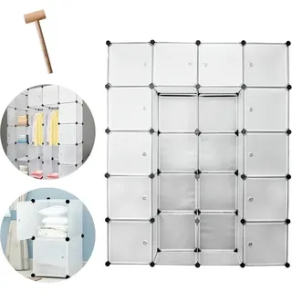 Fiqops Kleiderschrank Kinderschrank Regal Stabil DIY Steckregal Garderobe Kreativität - Weiß