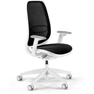 Sedus se:air Ergonomischer Drehstuhl, Bürostuhl, Kunststoff mit Rezyklat-Anteil, 100% Recyclingfähig, Schwarz,Weiß, 42-55cm, bis 130kg Belastbar