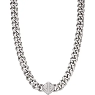 Emporio Armani Herren-Edelstahl-Halskette mit Karabinerverschluss, Taubengrau