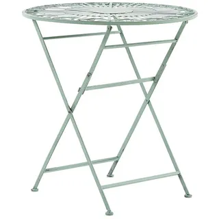Beliani Gartentisch Metall Hellgrün Trento , Grün , Rund , 70x75x70 cm , Gartenmöbel, Gartentische