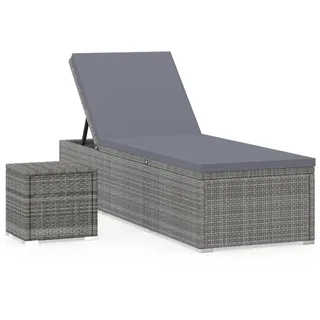 VidaXL 46227, Lounge, Gepolsterter Sitz, Polyrattan, Stahl, Grau, 600 mm, 1950 mm - Grau